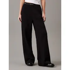 CALVIN KLEIN - Pantalones negro de pierna ancha con cinta con el logo