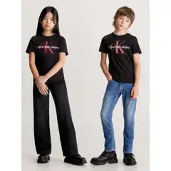 CALVIN KLEIN - Camiseta Niño Negra Unisex Con Logo