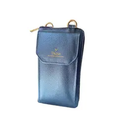 DALIUS - Phonebag Porta celular - azul metalizado en cuero