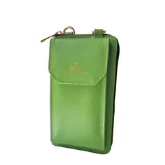 DALIUS - Phonebag porta celular verde trébol en cuero