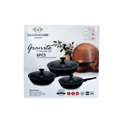 GENERICO - Set De Sartenes Granito Marmol Antiadherente 6 Piezas Renahouse