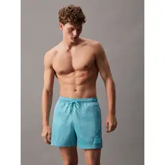 CALVIN KLEIN - Traje celeste de baño de largo medio con cordón antidesgarro