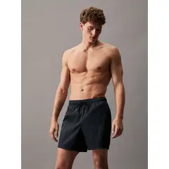 CALVIN KLEIN - Traje negro de baño de largo medio con cordón antidesgarro