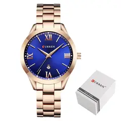 CURREN - Reloj Mujer Elegante Acero Inoxidable Moda Lujo 9007
