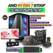 AMD - PC RYZEN 7 8700F / B650 / RAM 32GB / 4060 8GB / SSD 1TB / MONITOR 24 100HZ