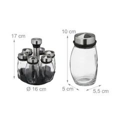GENERICO - Set De Condimentos Y Especiero X 6 Frascos + Base Giratoria
