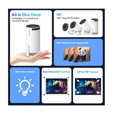 GENERICO - Video Beam Proyector HD Wi Fi Usb Bluetooth Cine en Casa
