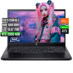 ACER - NITRO AMD RYZEN 5-7535HS RTX 2050 4GB SSD 512GB RAM 16GB LED 15,6 FHD 144Hz