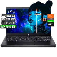 ACER - NITRO AMD RYZEN 5-7535HS RTX 2050 4GB SSD 512GB RAM 64GB LED 15,6 FHD 144Hz
