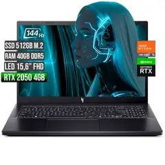 ACER - Portátil Gamer Nitro V 15 Ryzen 5 RTX 2050 40GB 512GB 144Hz