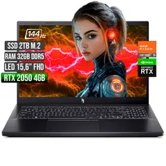 ACER - NITRO AMD RYZEN 5-7535HS RTX 2050 4GB SSD 2TB RAM 32GB LED 15,6 FHD 144Hz