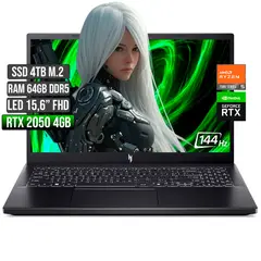 ACER - NITRO AMD RYZEN 5-7535HS RTX 2050 4GB SSD 4TB RAM 64GB LED 15,6 FHD 144Hz
