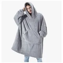 ONE PIXEL - Manta con Capucha Cómoda Suave y Bolsillos Unisex Gris