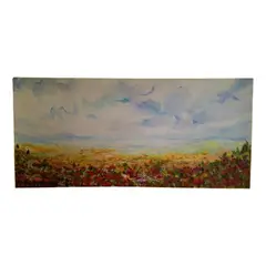 GENERICO - Cuadro Paisaje De Flores Oleo Sobre Lienzo Firmado Chaveli