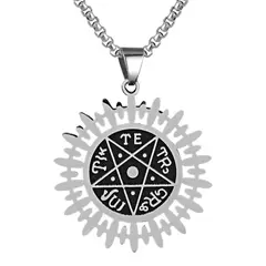 GENERICO - Collar Acero Inoxidable Color Plata Tetragramaton Para Mujer