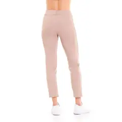 BELIFE - Pantalón café de pretina ancha con elástico para mujer