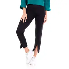 BELIFE - Pantalón negro de pretina ancha con elástico para mujer