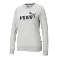 PUMA - Buzo Gris Mujer Ess Logo Crew Fl Light.