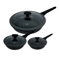 GENERICO - Set De Sartenes Granito Marmol Antiadherente 6 Piezas Renahouse
