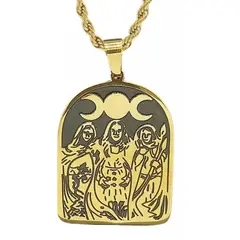 GENERICO - Collar Wicca Lunas Cadena Color Oro Acero Inoxidable Mujer