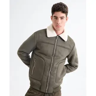 SEVEN SEVEN - Chaqueta Para Hombre Shearling Color Verde Oscuro Marca #45080458