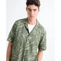 SEVEN SEVEN - Camisa Resort Estampada Para Hombre Verde