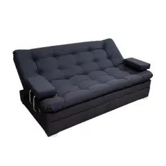 GENERICO - Sofá cama reclinable + baúl Negro Microfibra