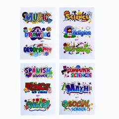 GENERICO - Stickers Materias Escolares en Inglés para Marcar Cuadernos