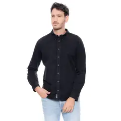 COLOR BLUE - Camisa Manga Larga Unicolor