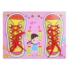 JUGANDO Y EDUCANDO - Juego Para Aprender A Amarrar Cordones En Madera Para Niños