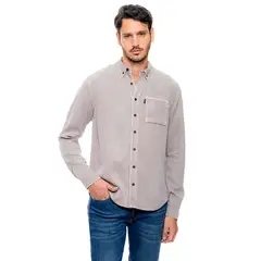 COLOR BLUE - Camisa Manga Larga Con Bolsillo En Frente