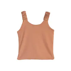 SYK - Crop Top Corto Manga Sisa Tira Fruncido