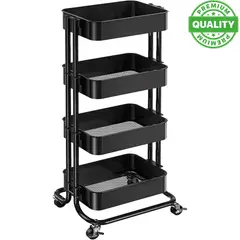 ONE PIXEL - Carrito de Almacenamiento de 4 Niveles para Cocina Negro