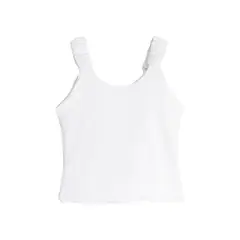 SYK - Crop Top Corto Manga Sisa Tira Fruncido Blanco