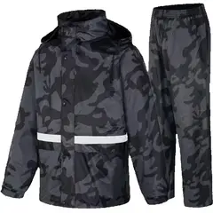 ONE PIXEL - Chaqueta Pantalón Impermeable Camuflado Con Capota Negro L