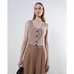 SEVEN SEVEN - Chaleco Para Mujer Color Camel Marca #28250116