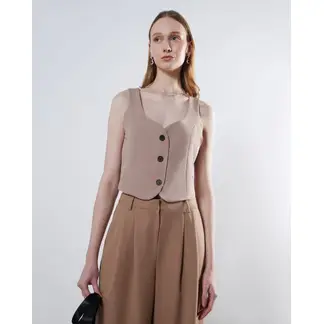 SEVEN SEVEN - Chaleco Para Mujer Color Camel Marca #28250116