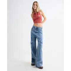 SEVEN SEVEN - Jean Para Mujer Wide-Leg Color Azul Medio Marca #28160883