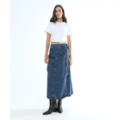 SEVEN SEVEN - Falda Midi En Denim Para Mujer Azul