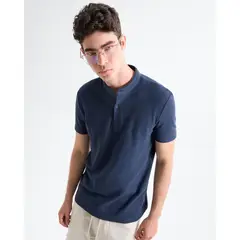 SEVEN SEVEN - Polo Cuello Mao Para Hombre Azul