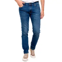 COLOR BLUE - Fremont/Regular Fit Jeans Tono Medio Con Desgastes