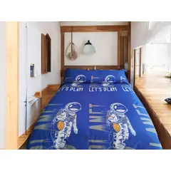 SIRENITAS - Juego de sabanas Cama Semidoble Azul Astronauta
