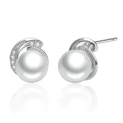 ALHAJAS - Aretes Topos Elegantes Perlas Circones Para Mujer En Plata 925