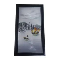 GENERICO - Cuadro Contemporaneo Japones En Oleo Marco En Madera
