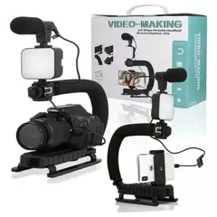 SEISA - Estabilizador Cámara Y Celular Luz Led Micrófono Con Control