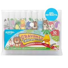 POINTER - Set De Crayones Gel Retráctil Colores 10 Piezas Para Niños