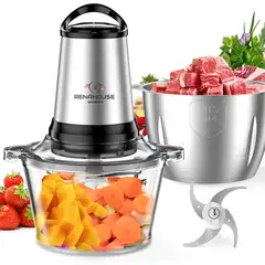 RENAHOUSE - Picatodo Electrico Doble Bowl Cuchillas 400w Original 3lt