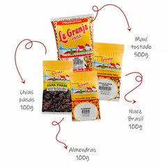 LA GRANJA PAISA - Maní Tostado 500g Almendra Nuez Del Brasil Uvas Pasas 100g
