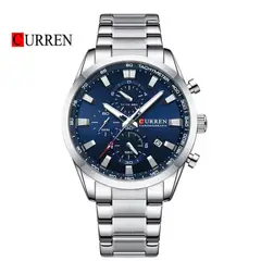 CURREN - Reloj 8445 Cronógrafo Hombre Plateado Azul