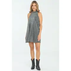 RAGGED - Vestido corto moon Plateado